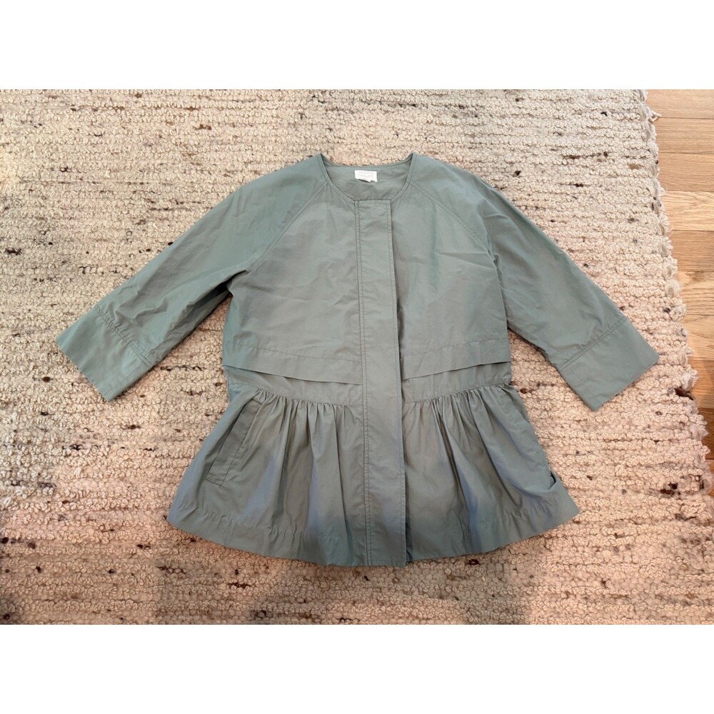 Caslon Women’s XS Sage Green Peplum Utility Jacket Zip Front Lightweight
